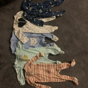 Good condition carters, 1 is old navy.Christmas pajamas are 12 months, fit small